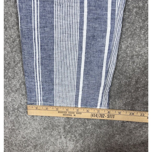 Sigrid Olsen Linen Cotton Striped Pull On Pants Womens Size XL Blue Rope Belt - Picture 8 of 8